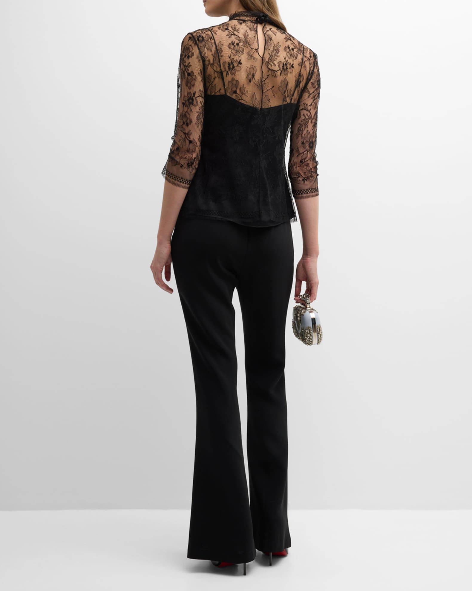 Lace High-Neck Shirt w/ Attached Camisole Product Image