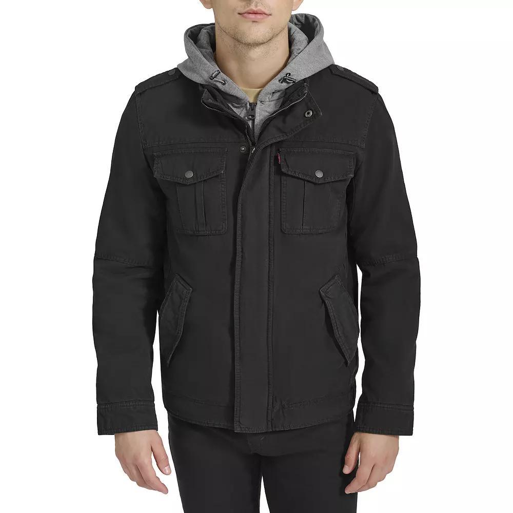 Men's Levi's® Cotton Hooded Quilt Lined Trucker Jacket, Size: Small, Worker Brown Product Image