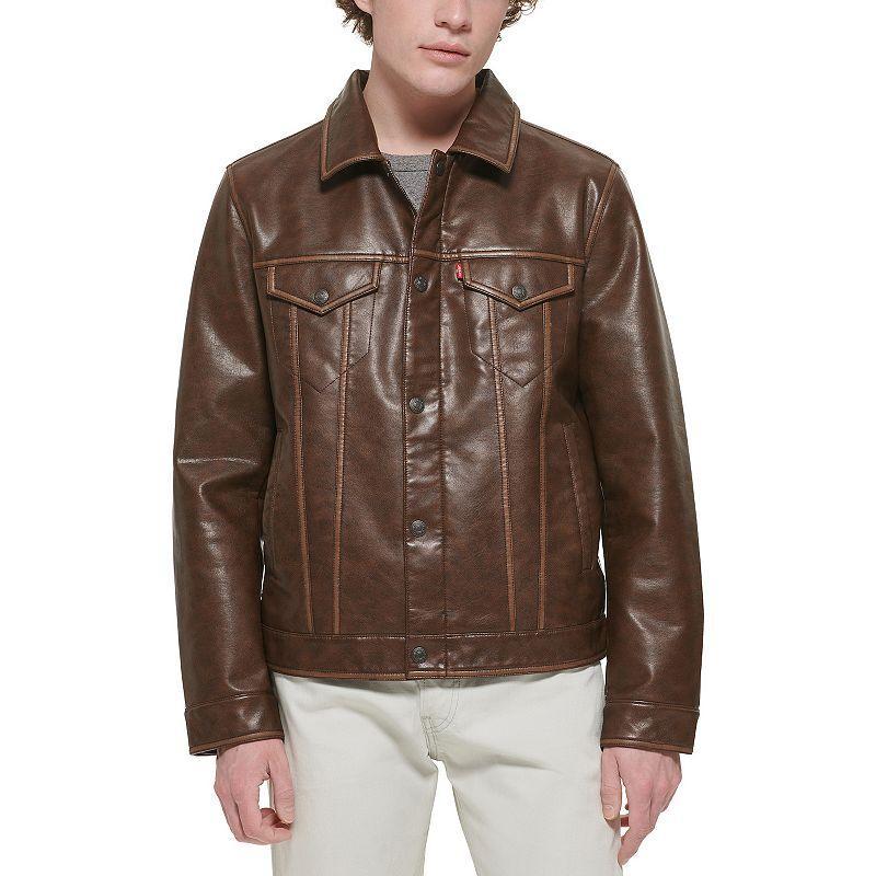 Mens Levis Faux Leather Trucker Jacket Product Image