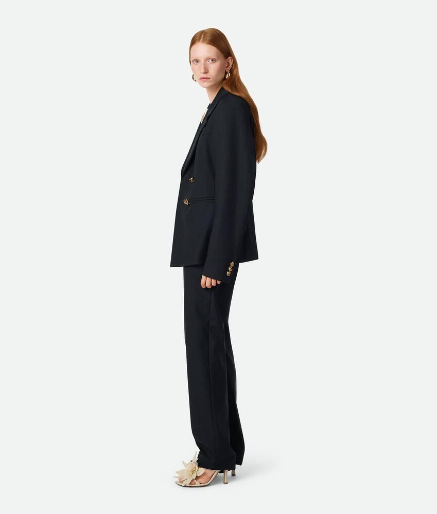Women's Striped Wool Jacket in Black/dark blue Product Image