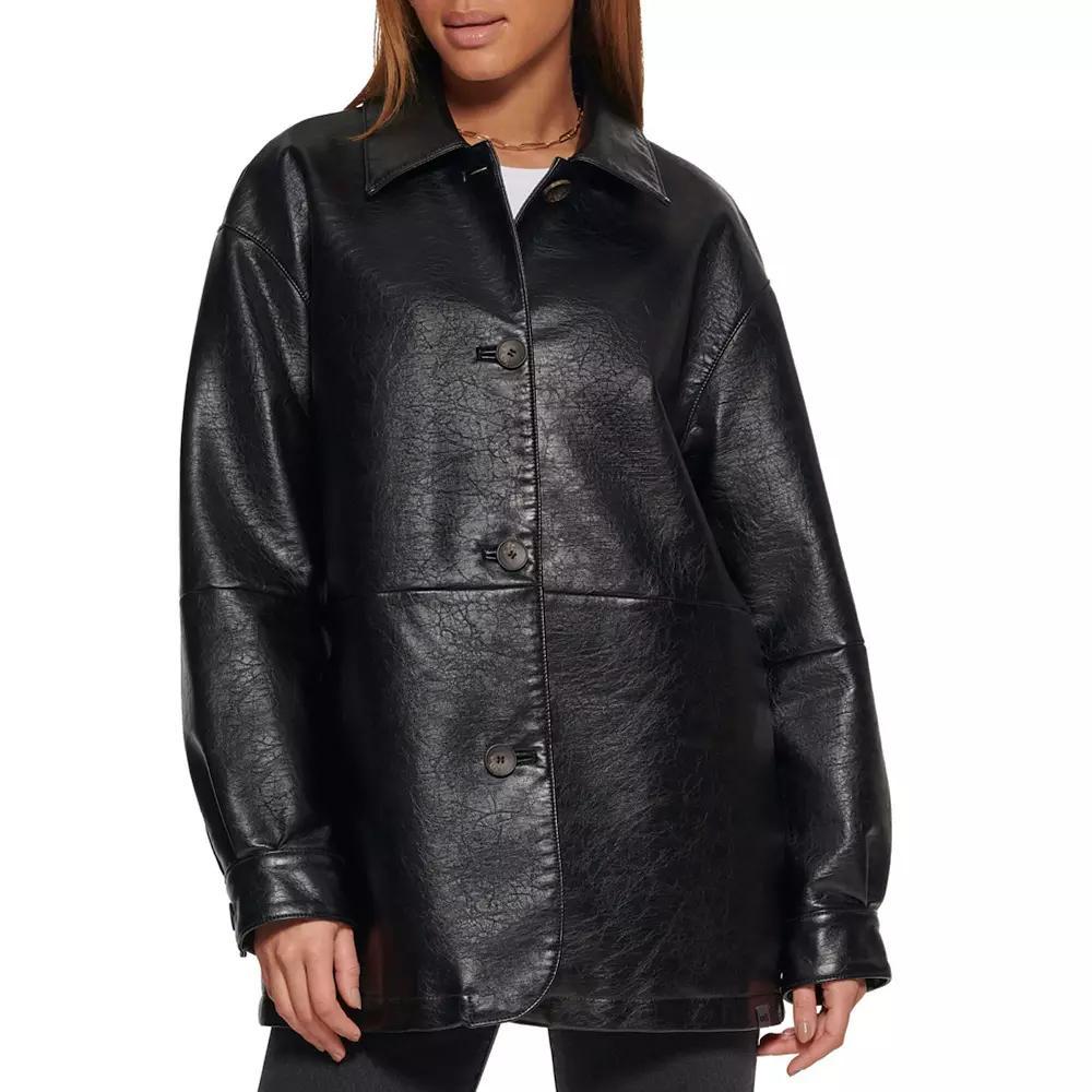 Women's Levi's® Faux Leather Vintage Collared Shirt Jacket, Size: Large, Grey Product Image