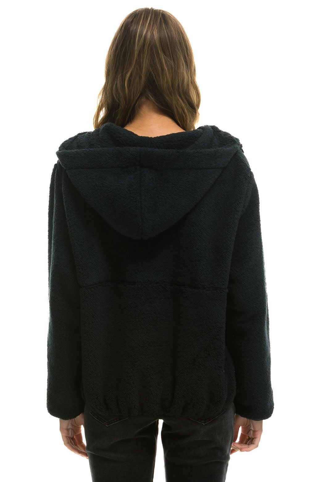 TEDDY UNISEX HOODED HALF ZIP JACKET - BLACK Unisex Product Image
