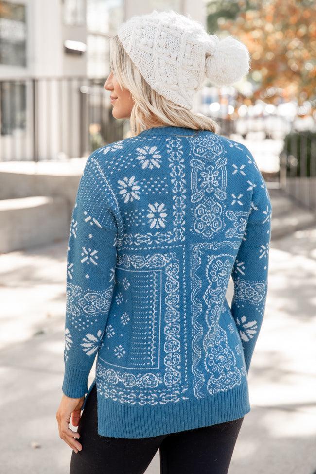 All At Once Blue Paisley Print Sweater FINAL SALE Product Image