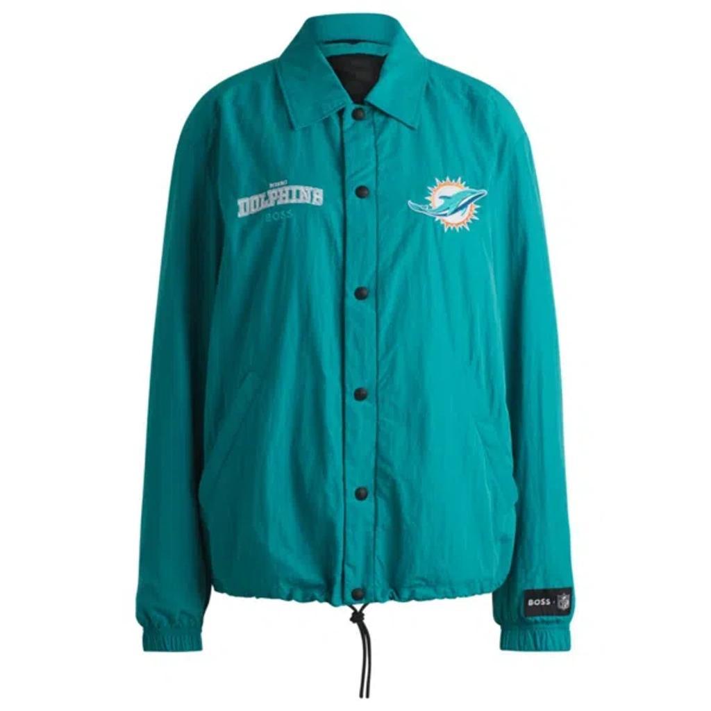 HUGO BOSS Boss X Nfl Water-repellent Jacket With Embroidered Branding In Dolphins Product Image