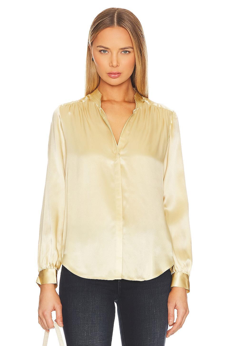 LAgence Bianca Silk Banded Collar Blouse Product Image