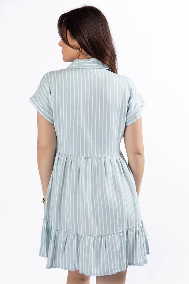 I Told You Striped Chambray Shirt Dress Product Image