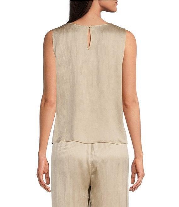 Eileen Fisher Silk Satin Mandarin Collar Long Sleeve Button Front Shirt Product Image