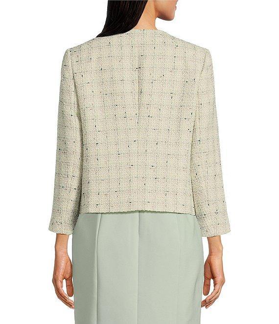 Anne Klein Tweed Round Neck Collarless Jacket Product Image