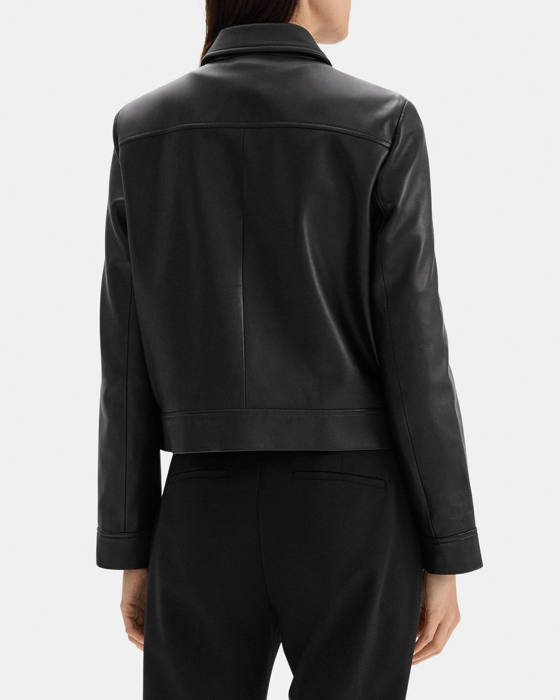Short Zip Jacket in Leather Product Image