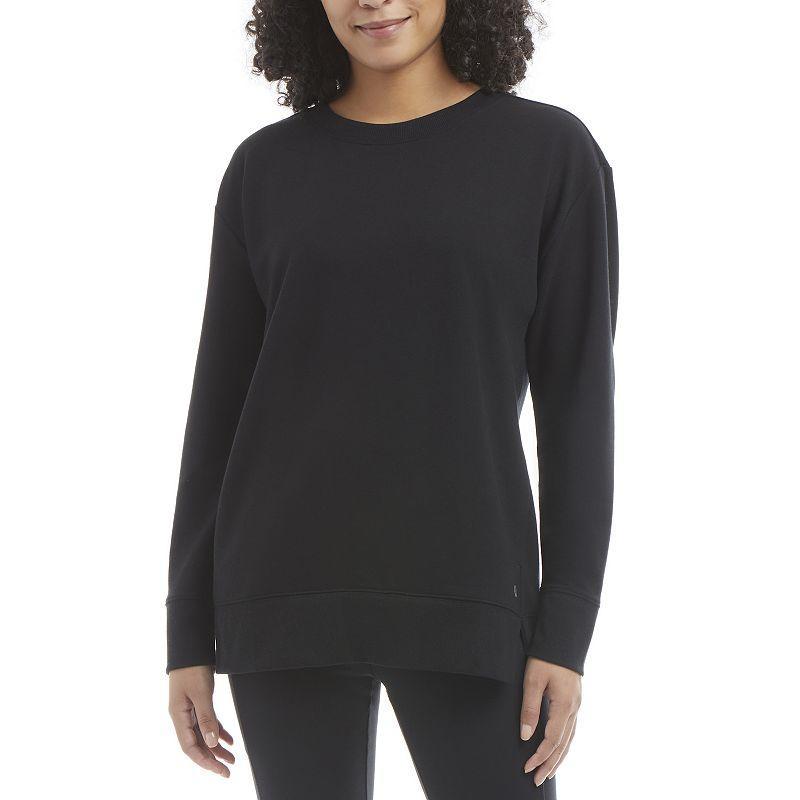 Womens Danskin Split-Hem Fleece Tunic Pullover Blue Product Image