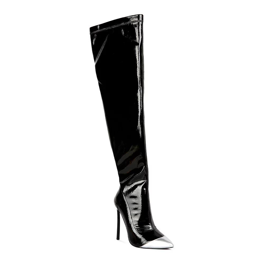 London Rag Chimes Women's Thigh-High Boots, Size: 6, Black Product Image