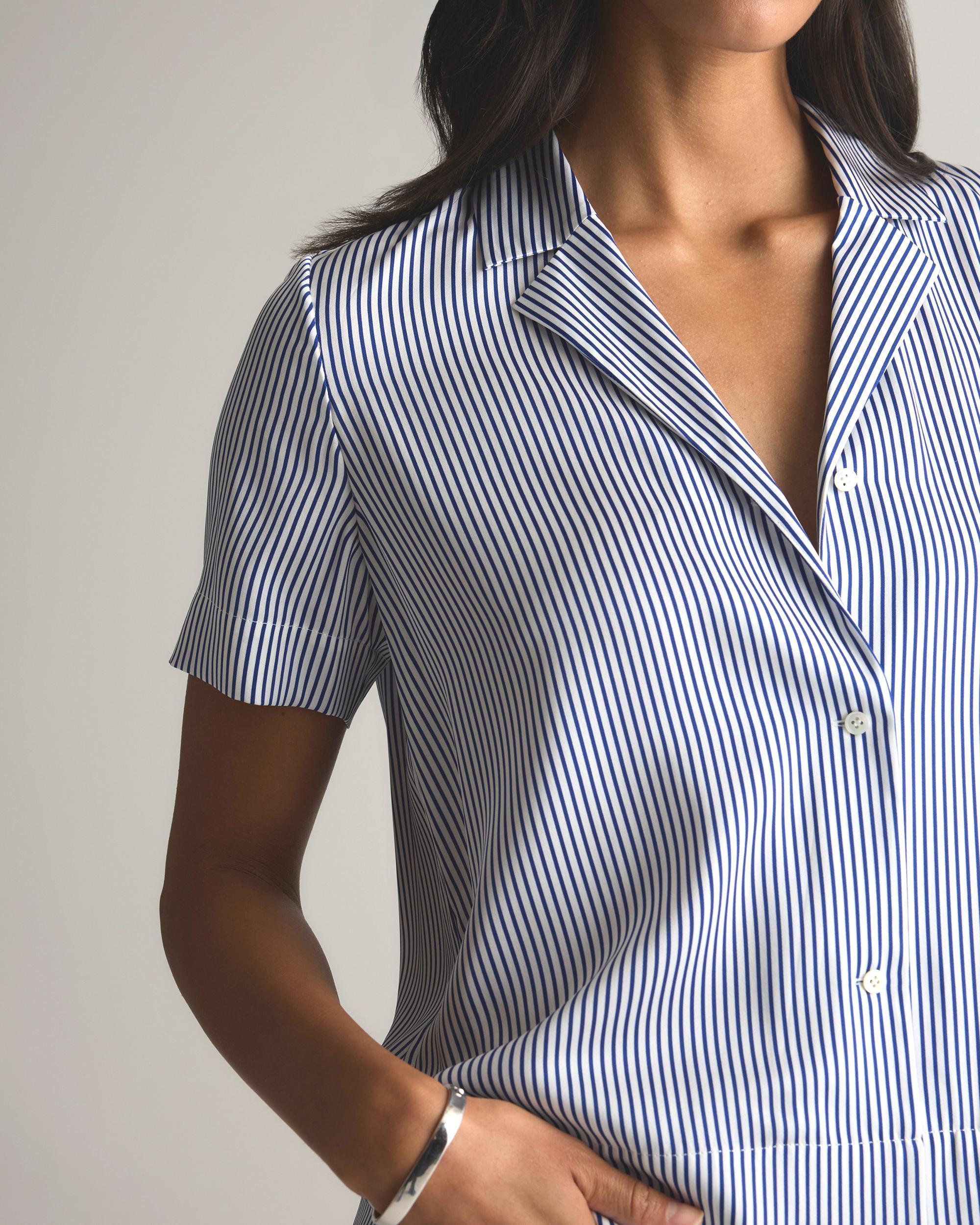 Quince | Women's Washable Stretch Silk Short Sleeve Notch Collar Blouse Size XS, Mulberry Silk Product Image