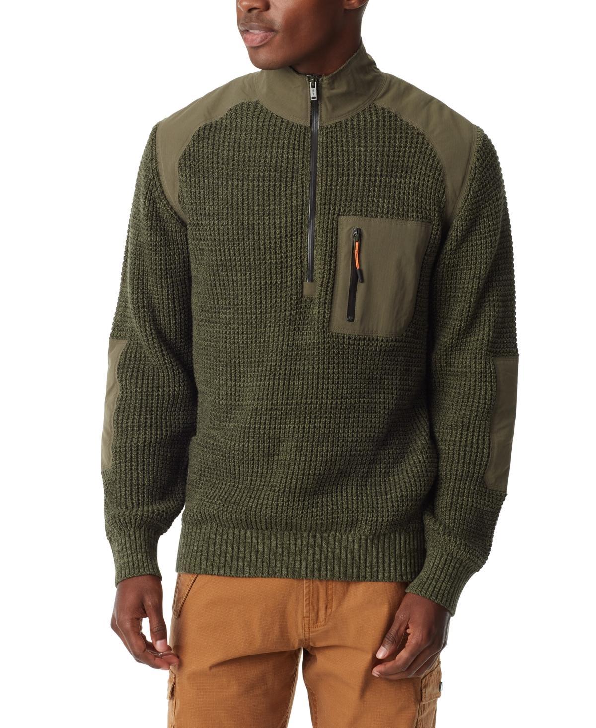 Bass Outdoor Mens Quarter-Zip Long Sleeve Pullover Patch Sweater - Celestial Blue Product Image