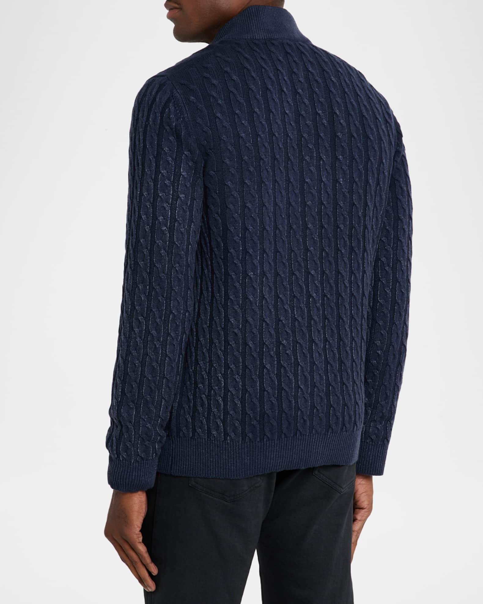 Men's Washed Cashmere Cable Knit Full-Zip Sweater Product Image