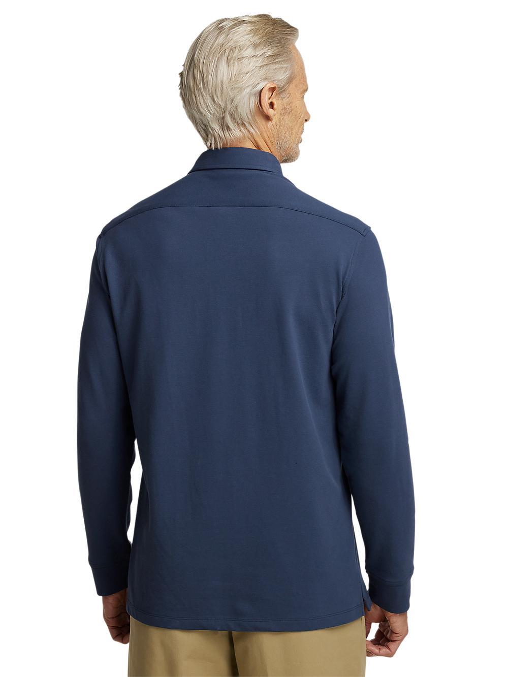 Cotton/Spandex Pique Three Button Polo - Green Product Image