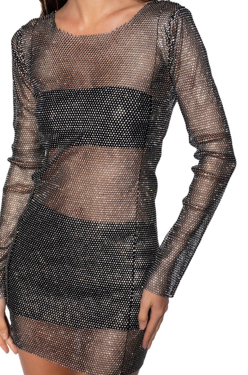 SHOW STOPPER MINI DRESS IN BLACK SILVER Product Image