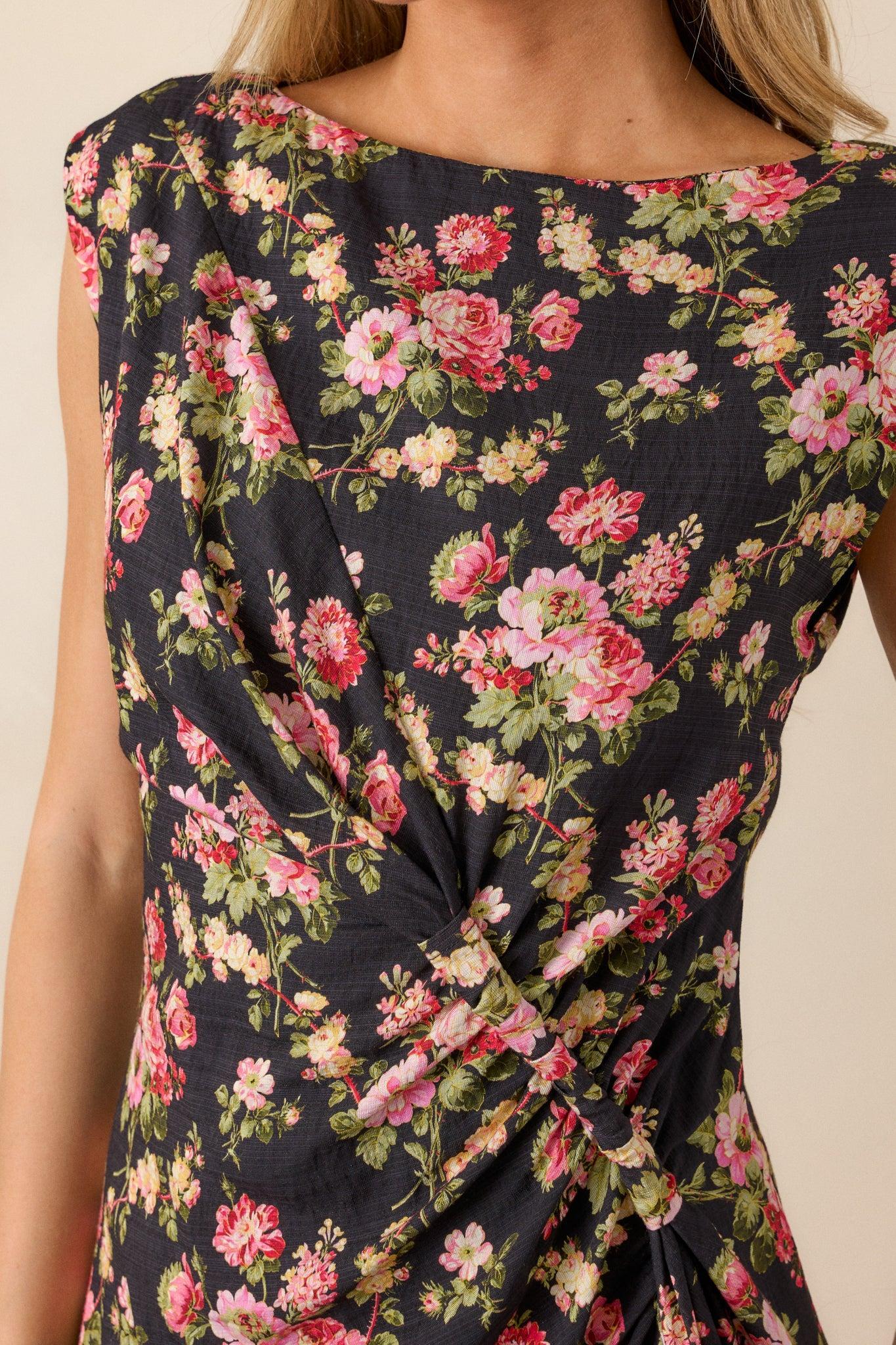 Wildflower Wonder Black Floral Mini Dress Product Image