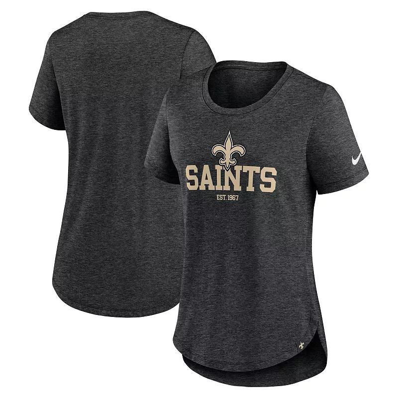 Women's Nike Heather Black New York Jets Fashion Tri-Blend T-Shirt, Size: XS, Charco Product Image