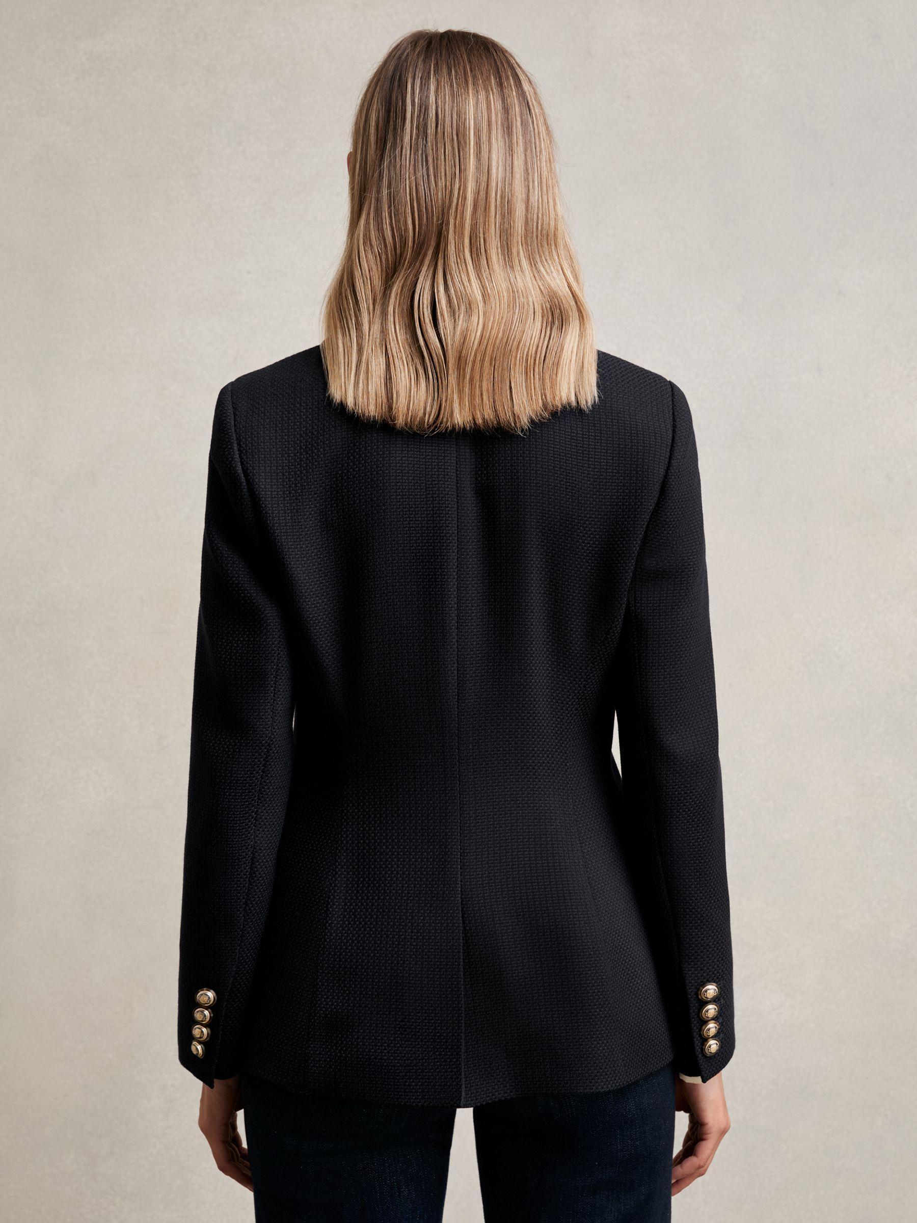 Single-Breasted Textured Blazer Wool-Blend in Navy Product Image