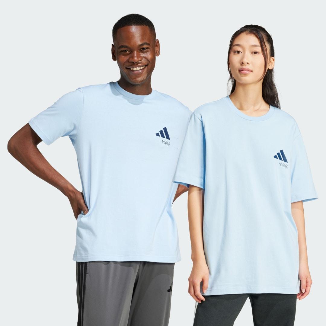 adidas Lounge Verbiage Friends of Sport Graphic Tee True Pink S Mens Product Image