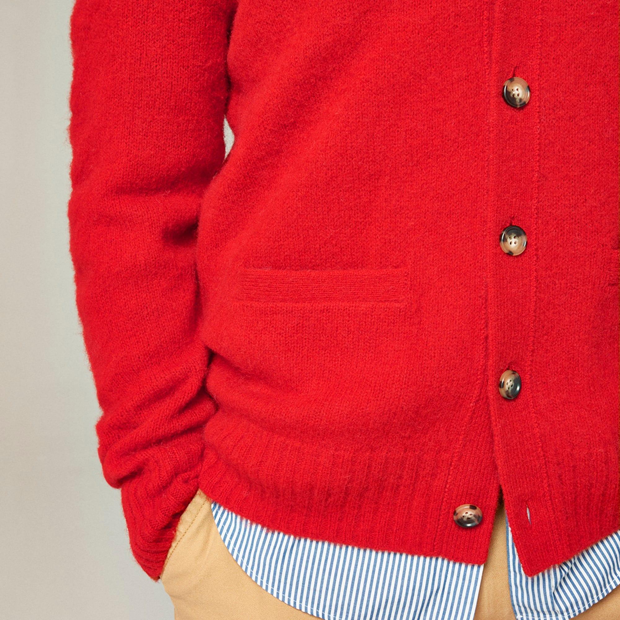 Brushed wool V-neck cardigan sweater Product Image