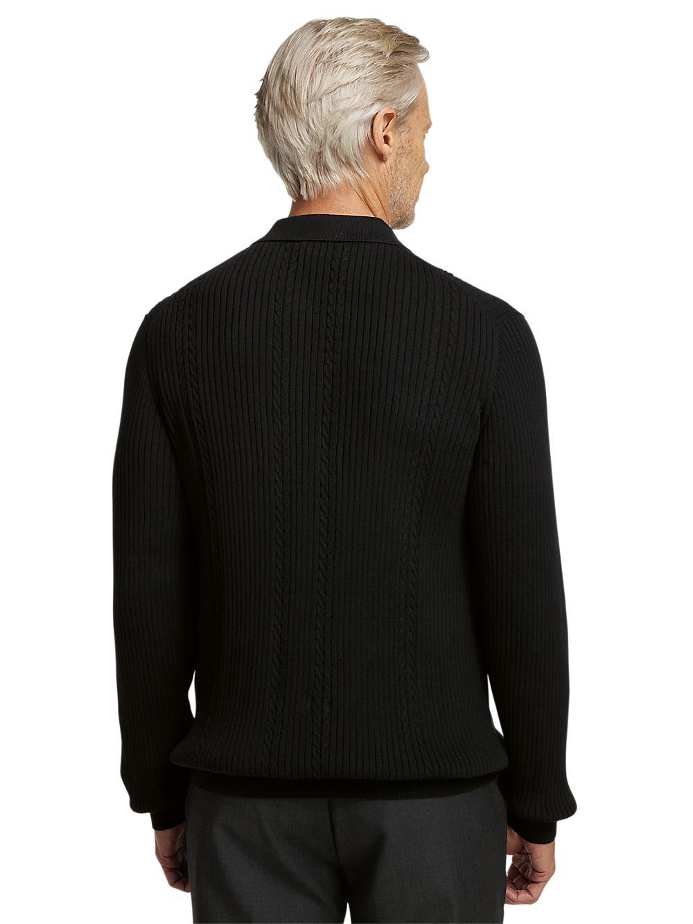 Cotton Three Button Polo - Black Product Image