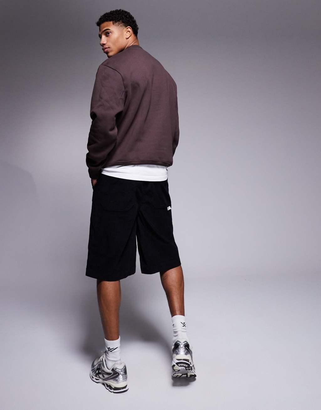 ASOS DESIGN cord jort in black Product Image