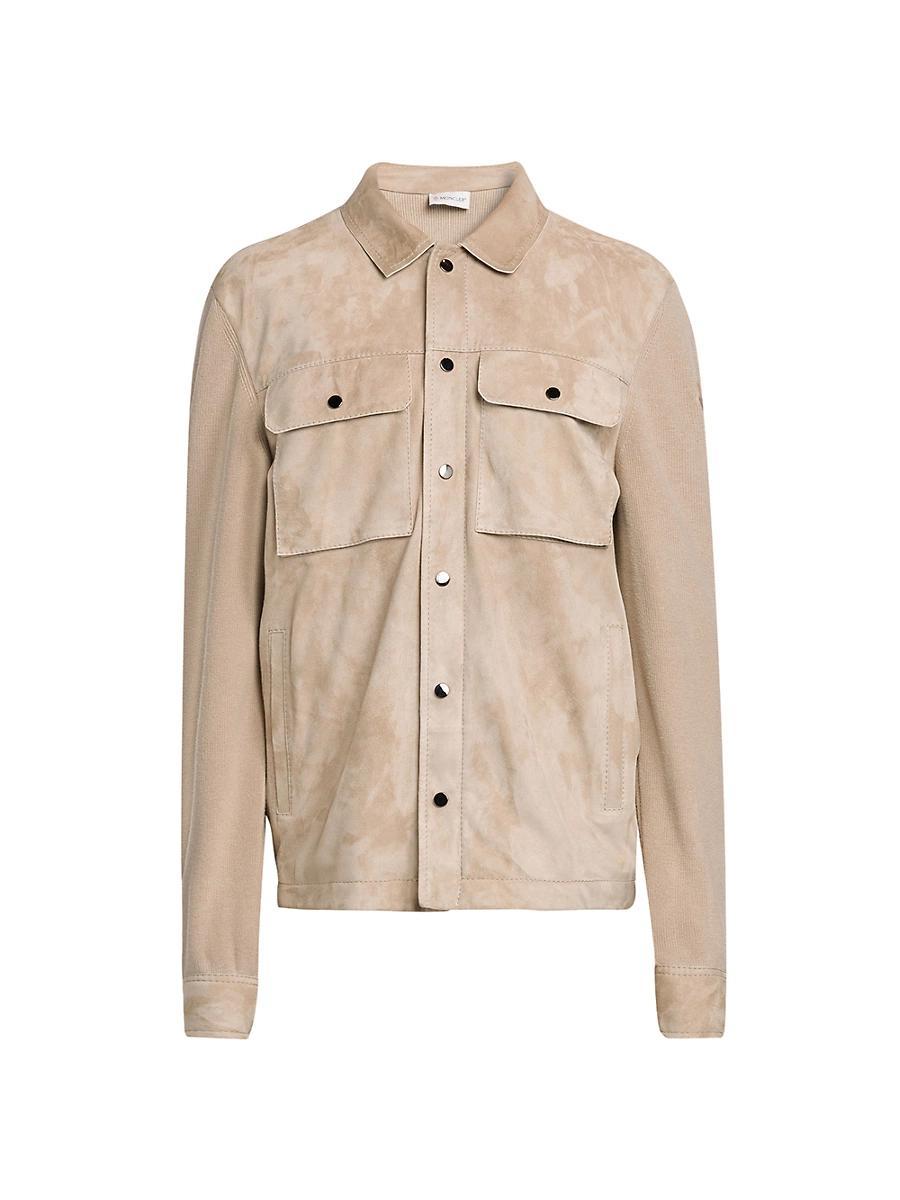 Mens Polished Cotton Knit Leather Shacket Product Image