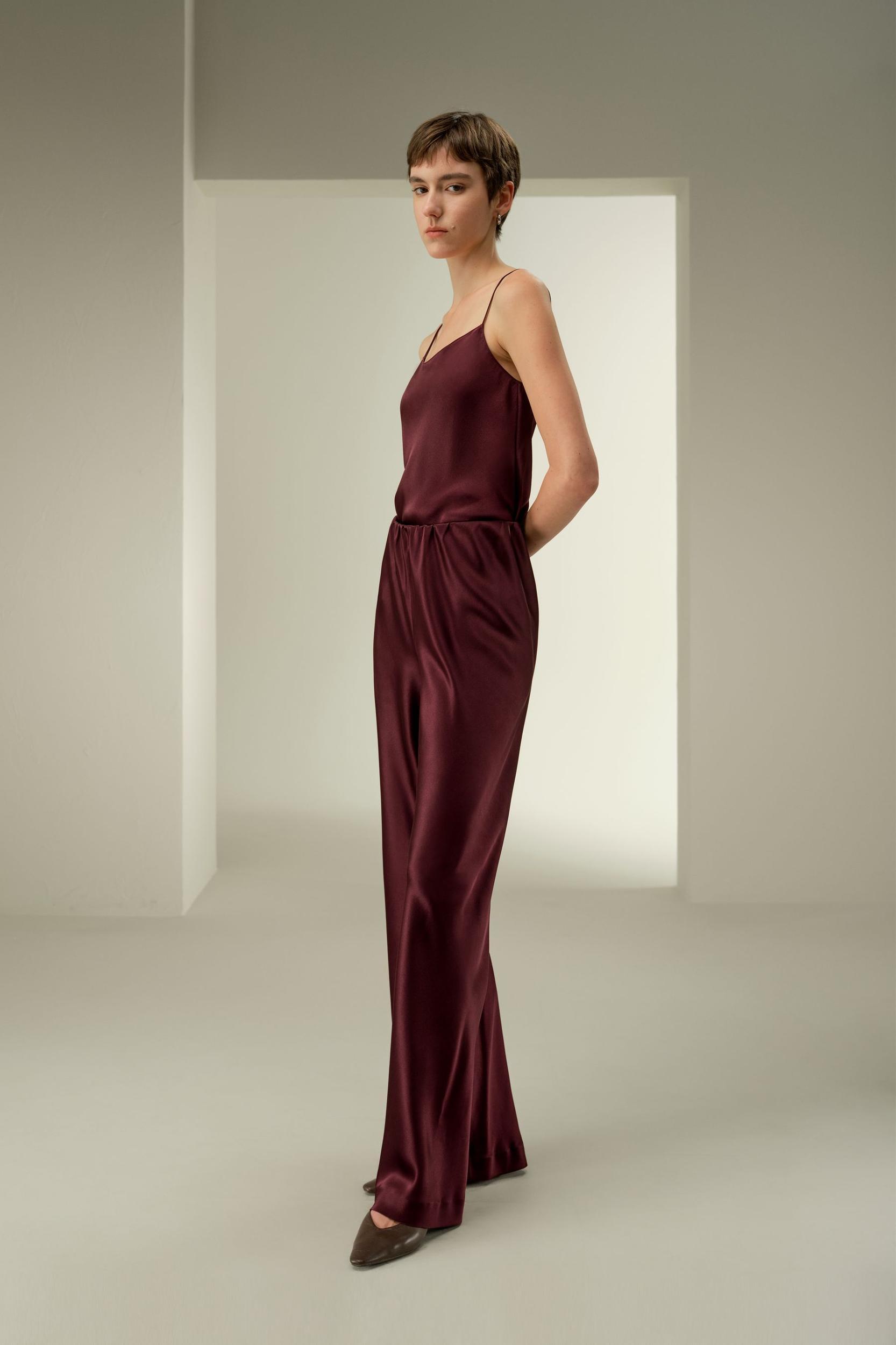 Straight-Leg Silk Satin Pants Product Image