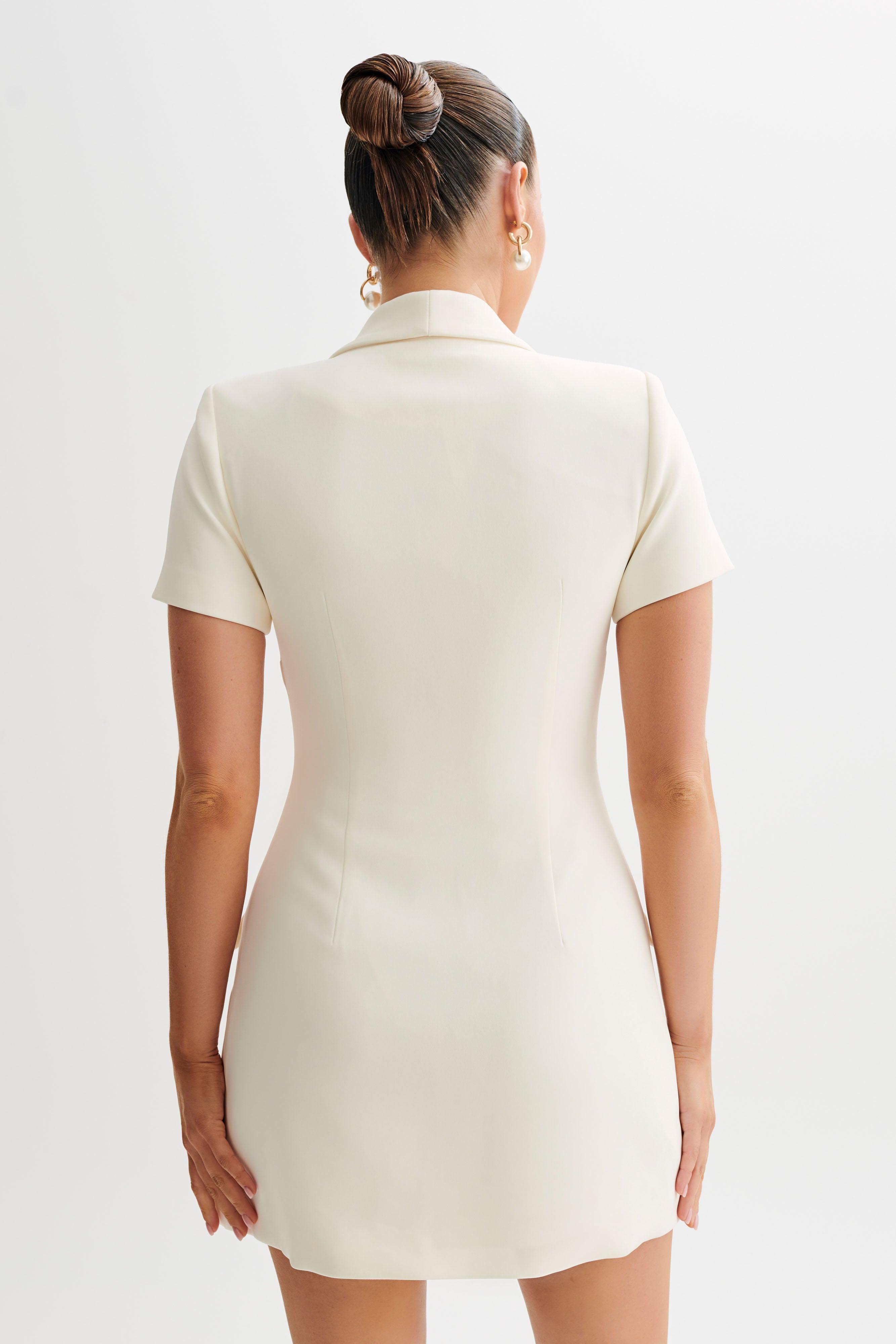 Paolina Collared Suiting Mini Dress - Ivory Product Image