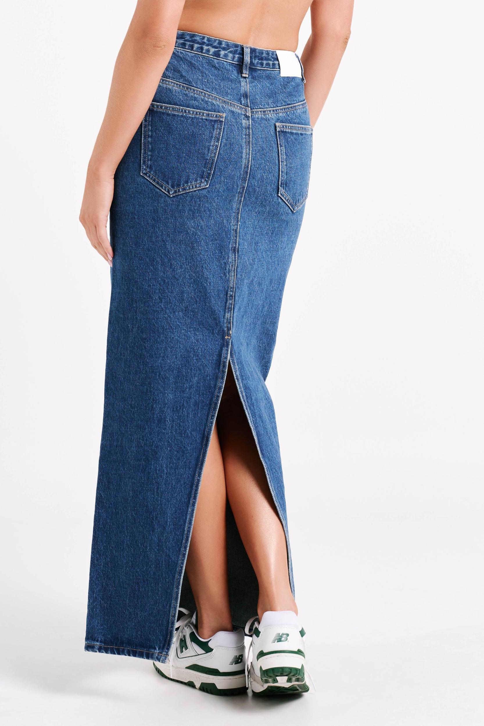 Illona Denim Maxi Skirt - Dark Blue Product Image