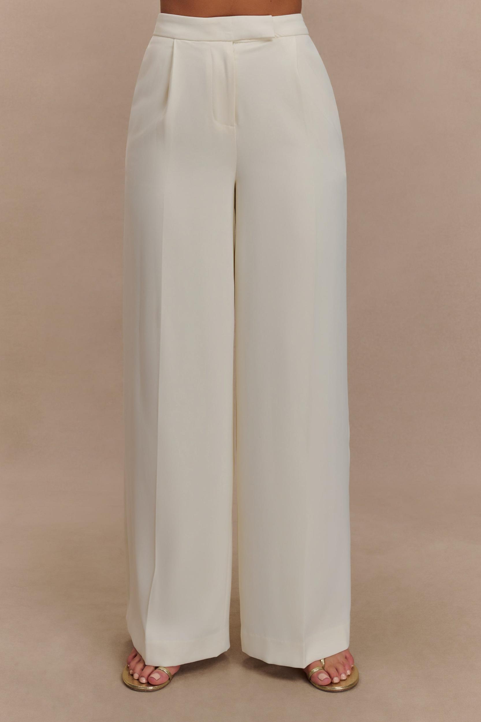 Faith Suiting Wide Leg Pant - Ivory Product Image