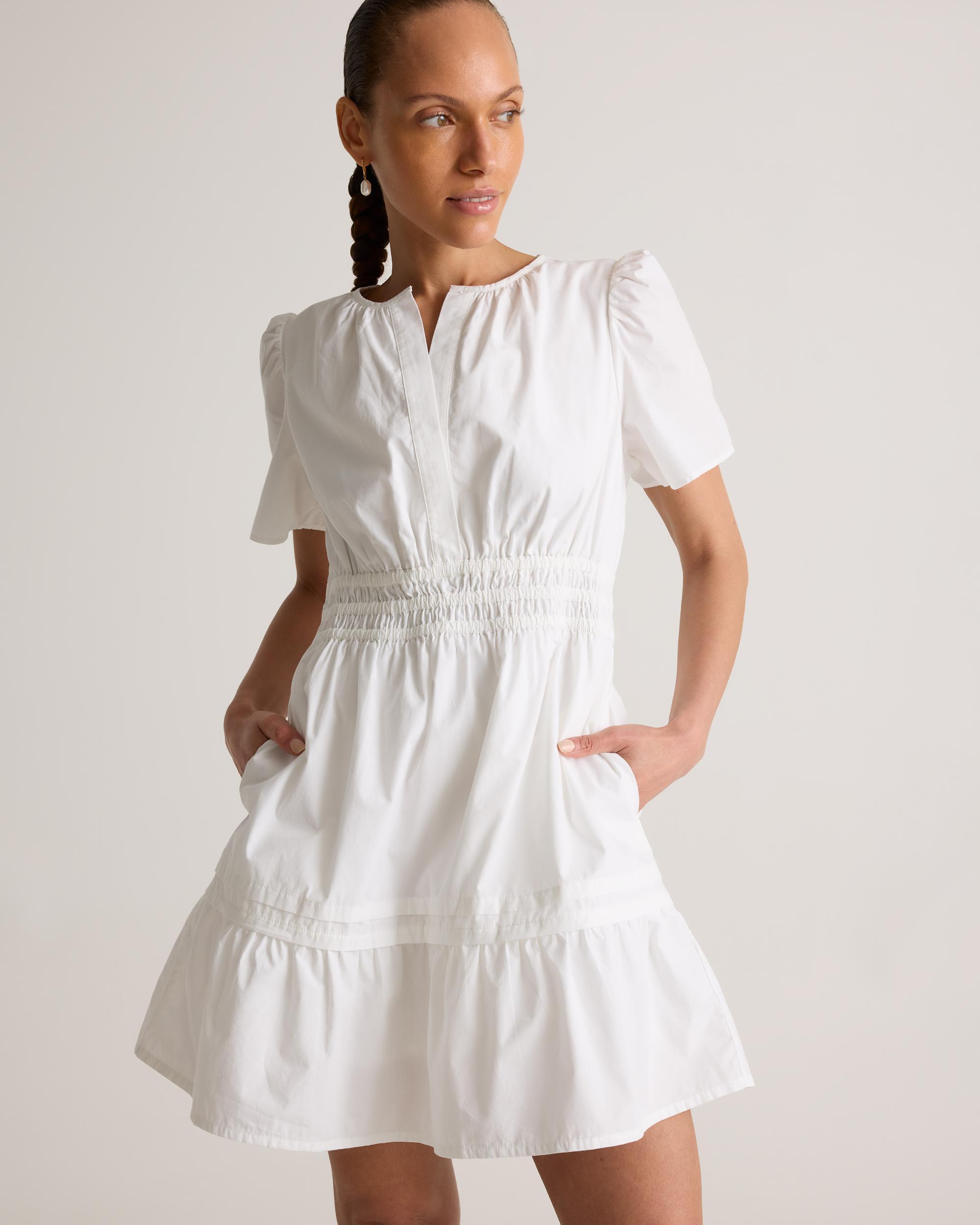 Quince | Women's Poplin Tiered Mini Dress Size XS, Organic Cotton Product Image