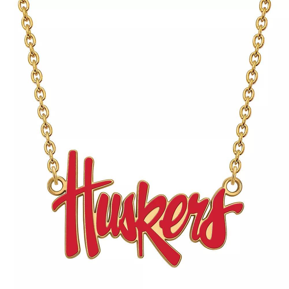 LogoArt 14K Gold Over Silver Nebraska Cornhuskers Script Pendant, Womens 14k Gold Plated Product Image