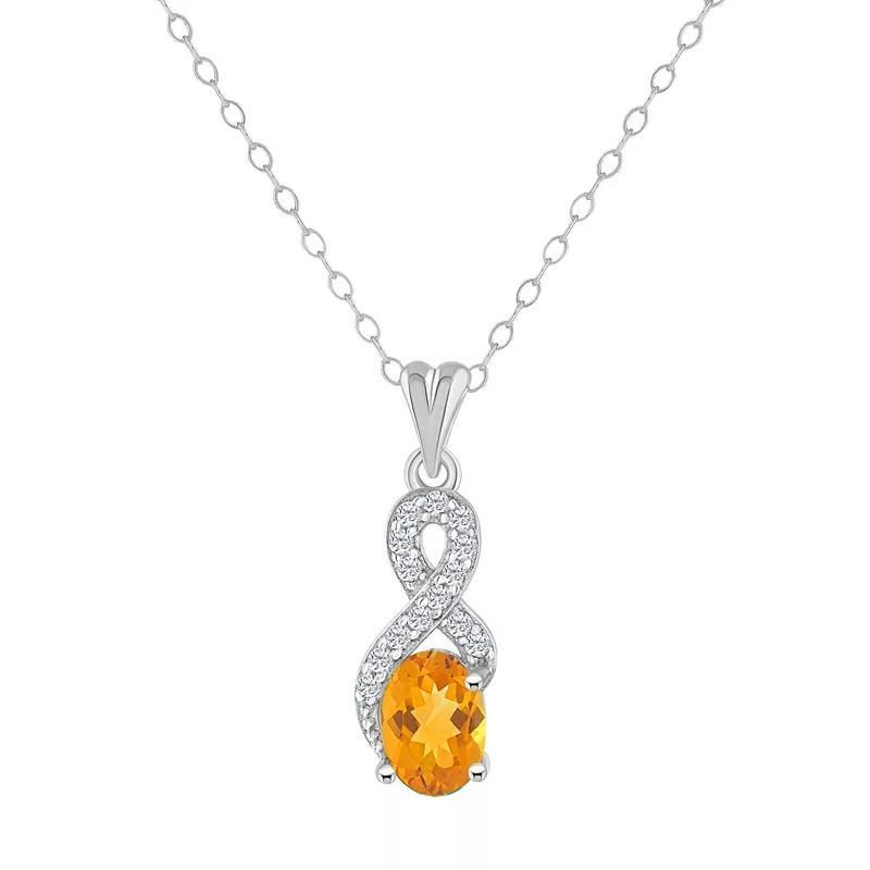 Celebration Gems Sterling Silver Peridot & White Topaz Accent Oval Pendant Necklace, Women's, Size: 18" Product Image