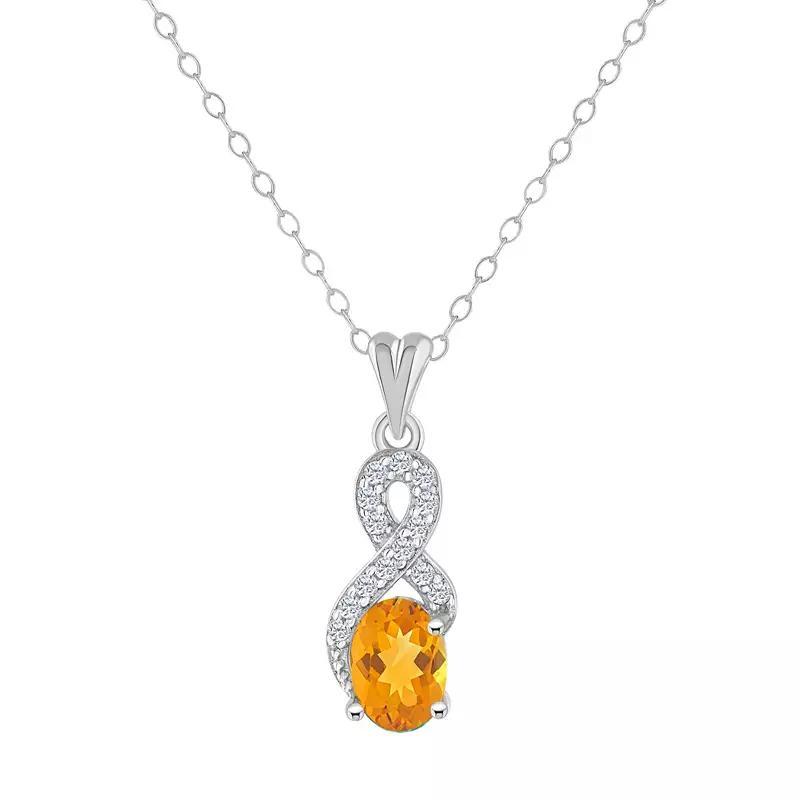 Celebration Gems Sterling Silver Peridot & White Topaz Accent Oval Pendant Necklace, Women's, Size: 18" Product Image
