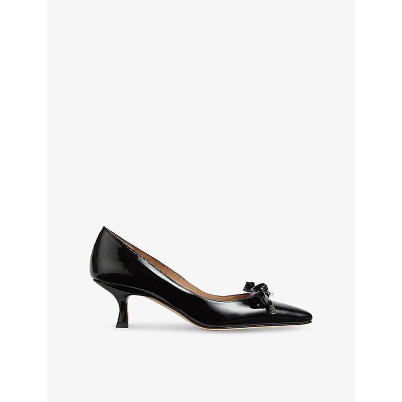 LK BENNETT Womens Bla-black Alma 55 Bow-embroidered Leather Courts Product Image