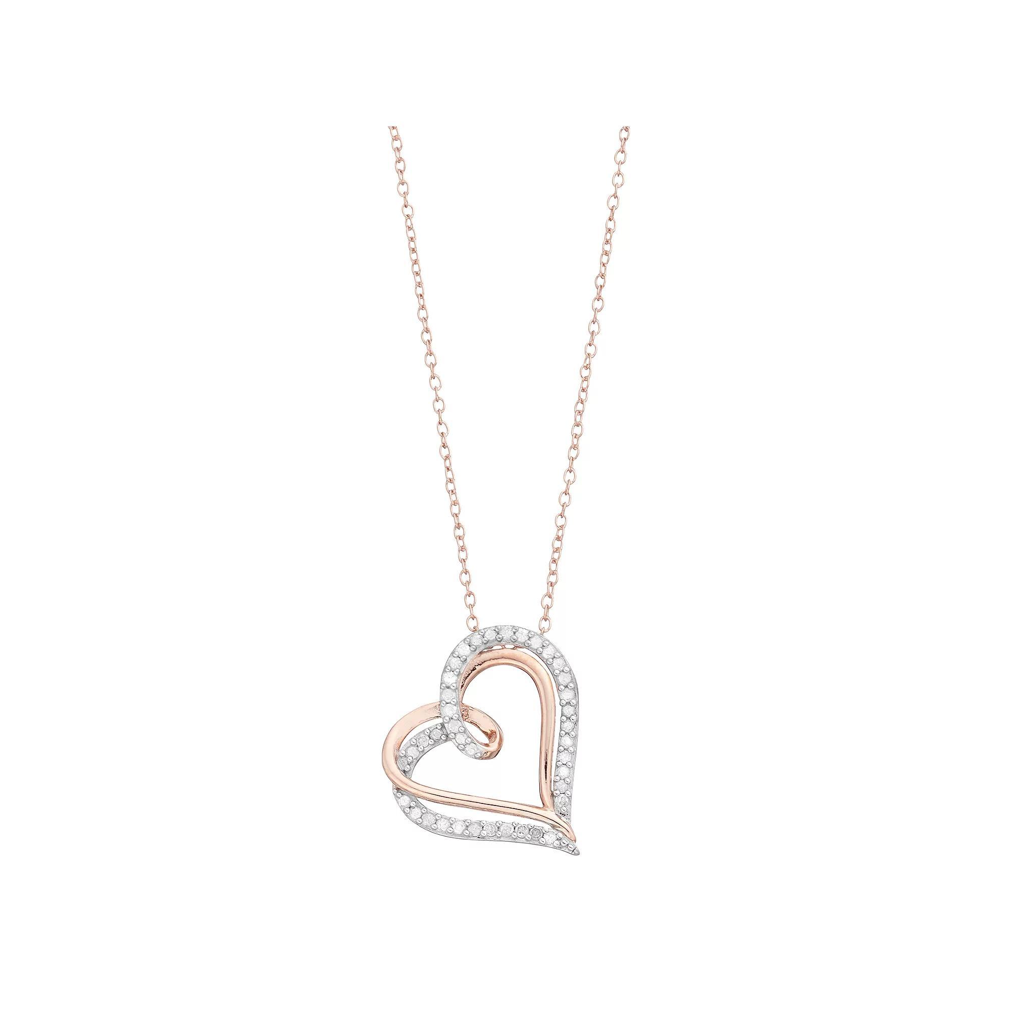 Diamond Brilliance Sterling Silver 1/4 Carat T.W. Diamond Heart Pendant Necklace, Women's, Size: 18" Product Image