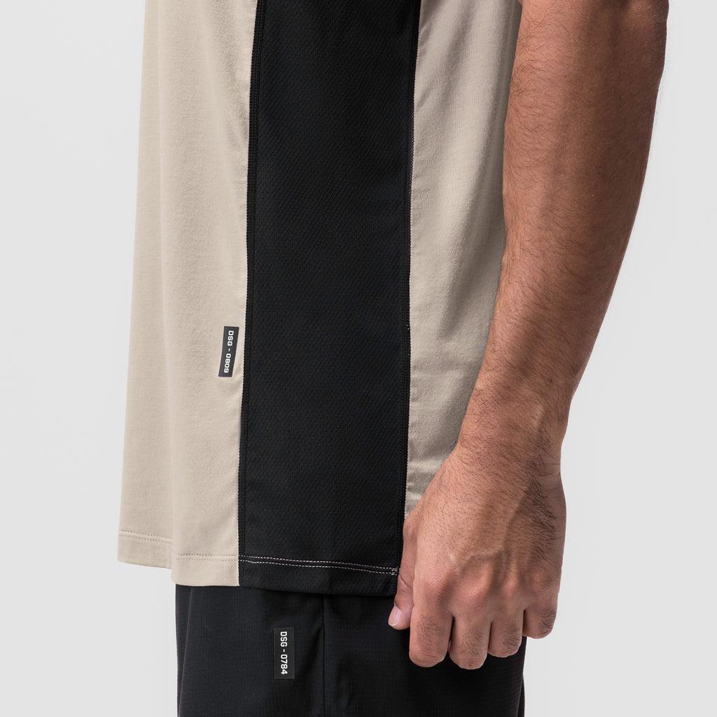 0809. Supima® Mesh Panel Training Singlet  - Sand Smoke Product Image