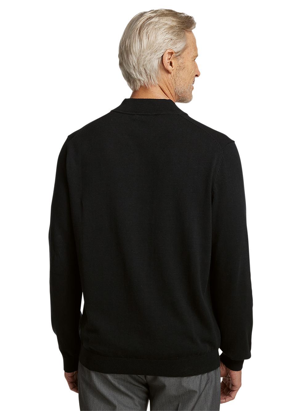 Cotton Quarter Zip Mock Neck Sweater - Burgundy Product Image