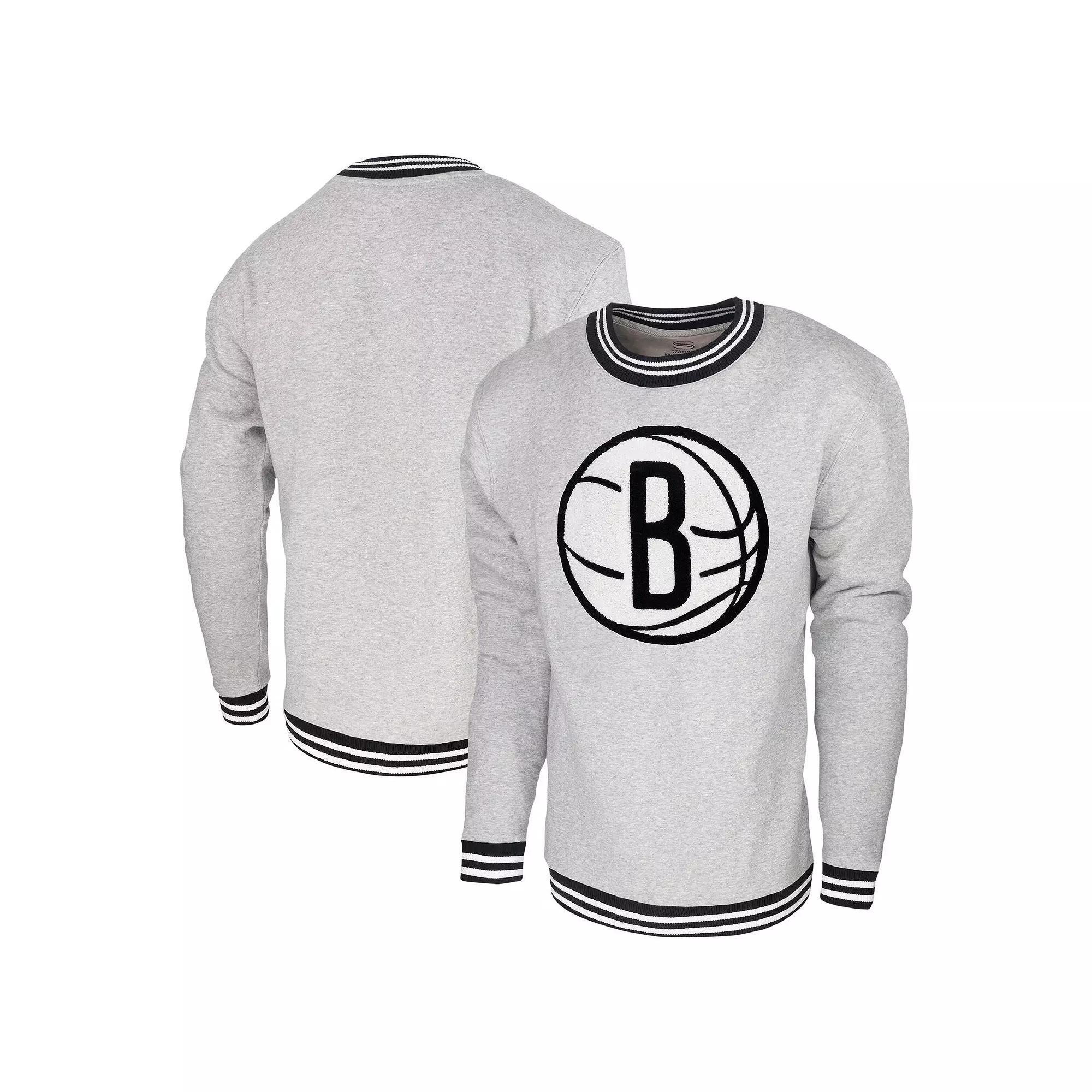 Men's Stadium Essentials Heather Gray Brooklyn Nets Club Level Pullover Sweatshirt, Size: Medium, Grey Product Image