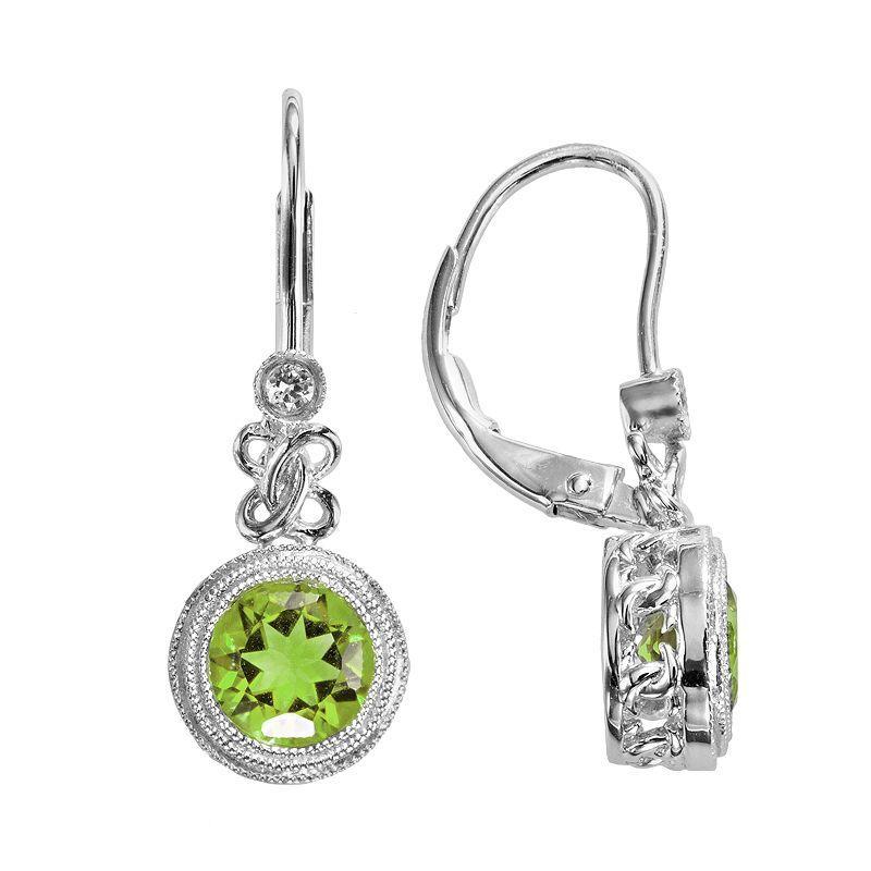 Sterling Silver Peridot & Lab-Created White Sapphire Drop Earrings, Women's Product Image