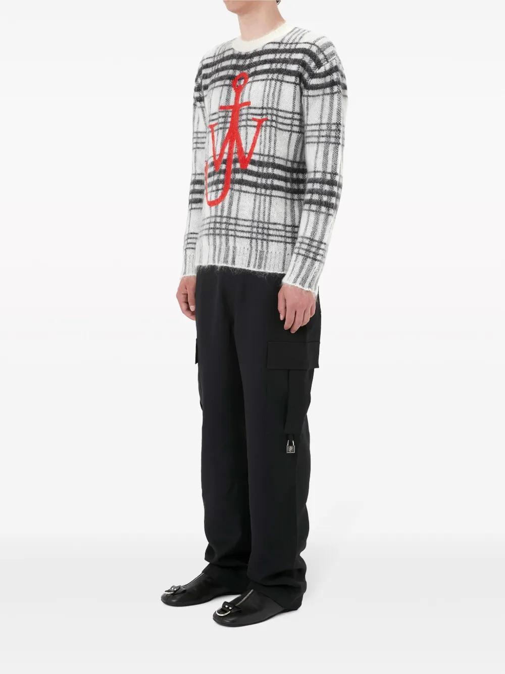 JW ANDERSON Tartan Check Crewneck Jumper Top In White/black In Multi Product Image