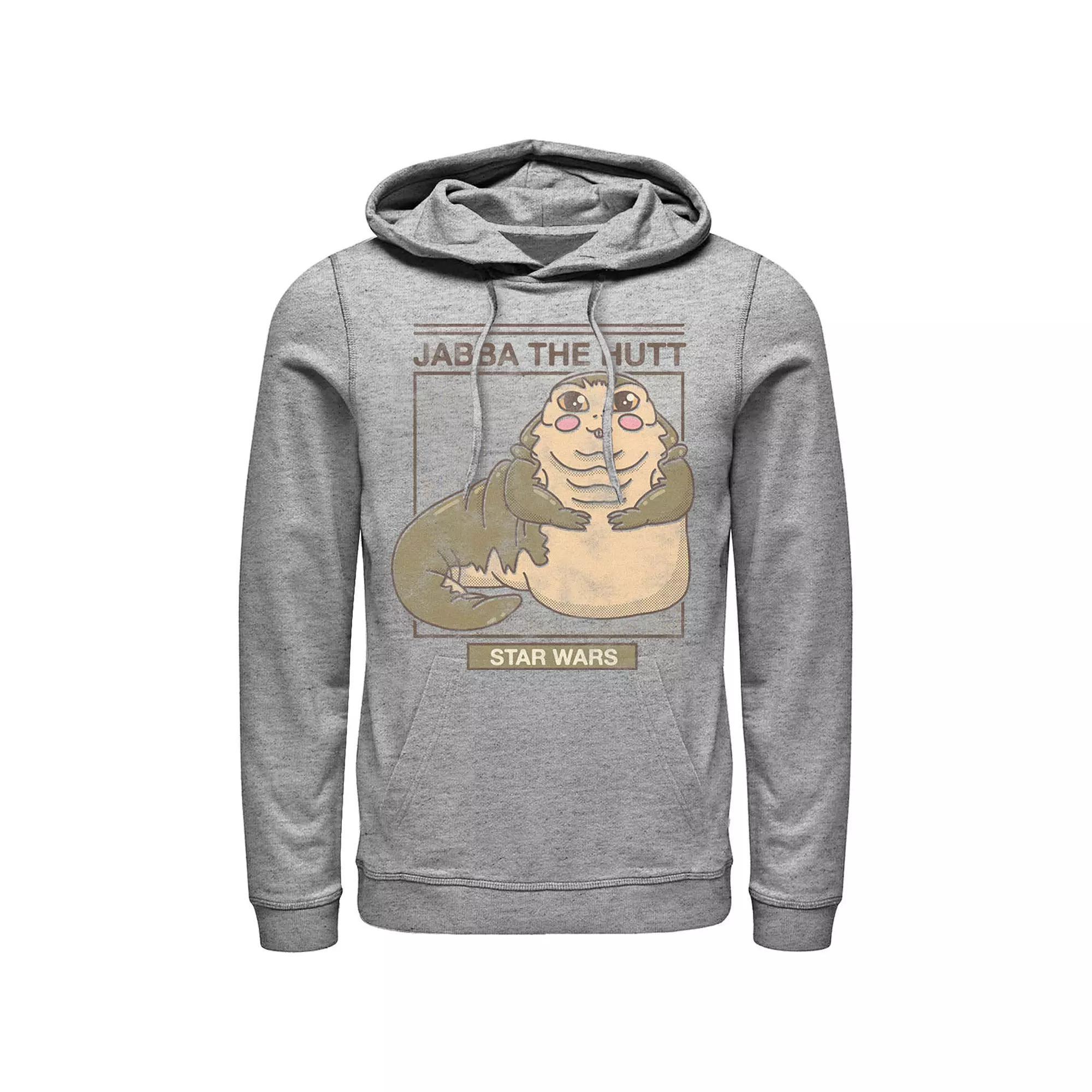 Men's Star Wars Jabba The Hutt Cartoon Cute Portrait Grid Hoodie, Size: XL, Red Product Image