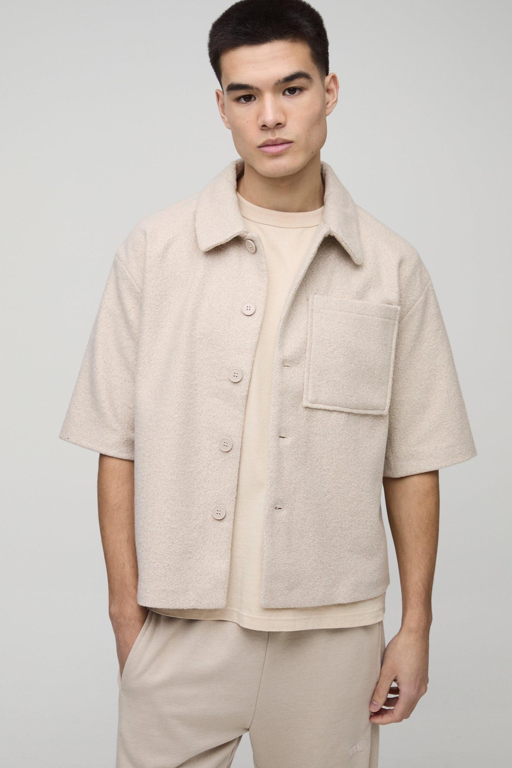 Oversized Boxy Boucle Shirt | boohooMAN USA Product Image