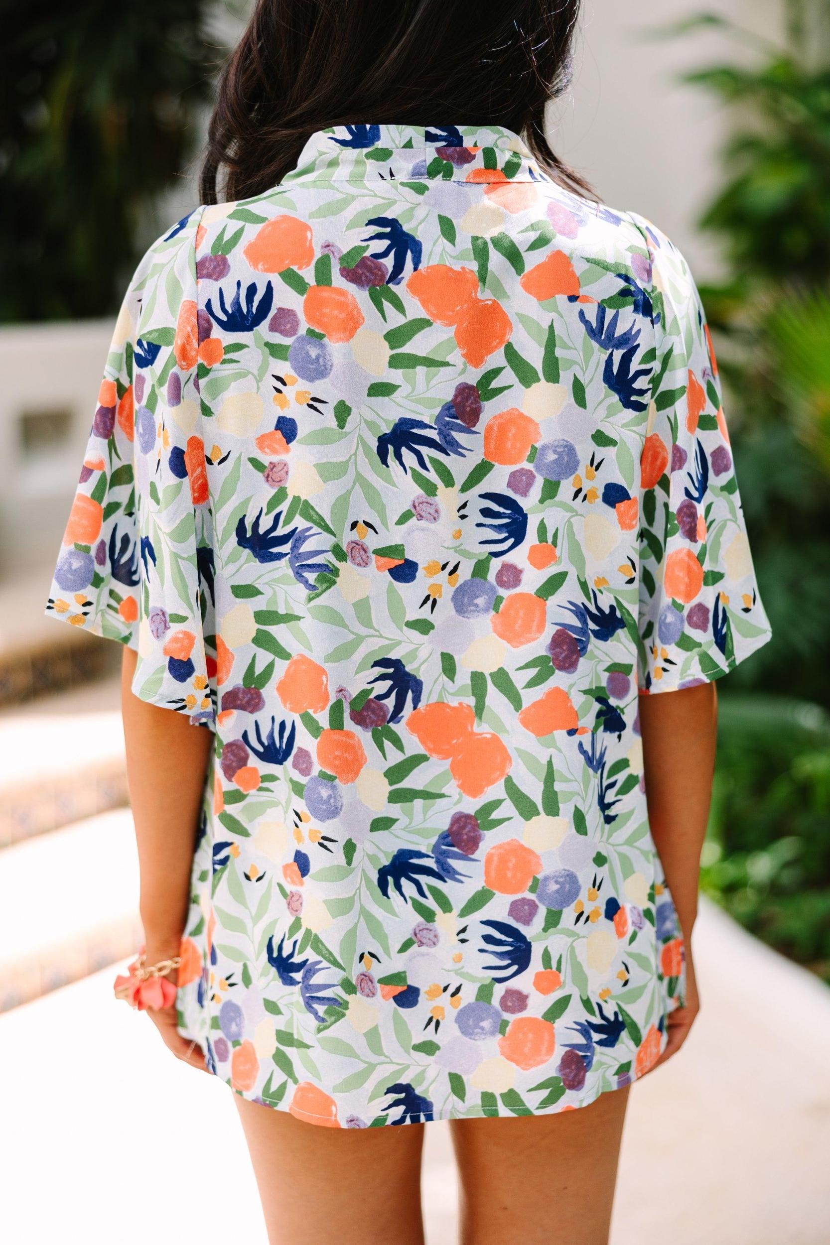 New Days Ahead Blue Floral Top Female Product Image