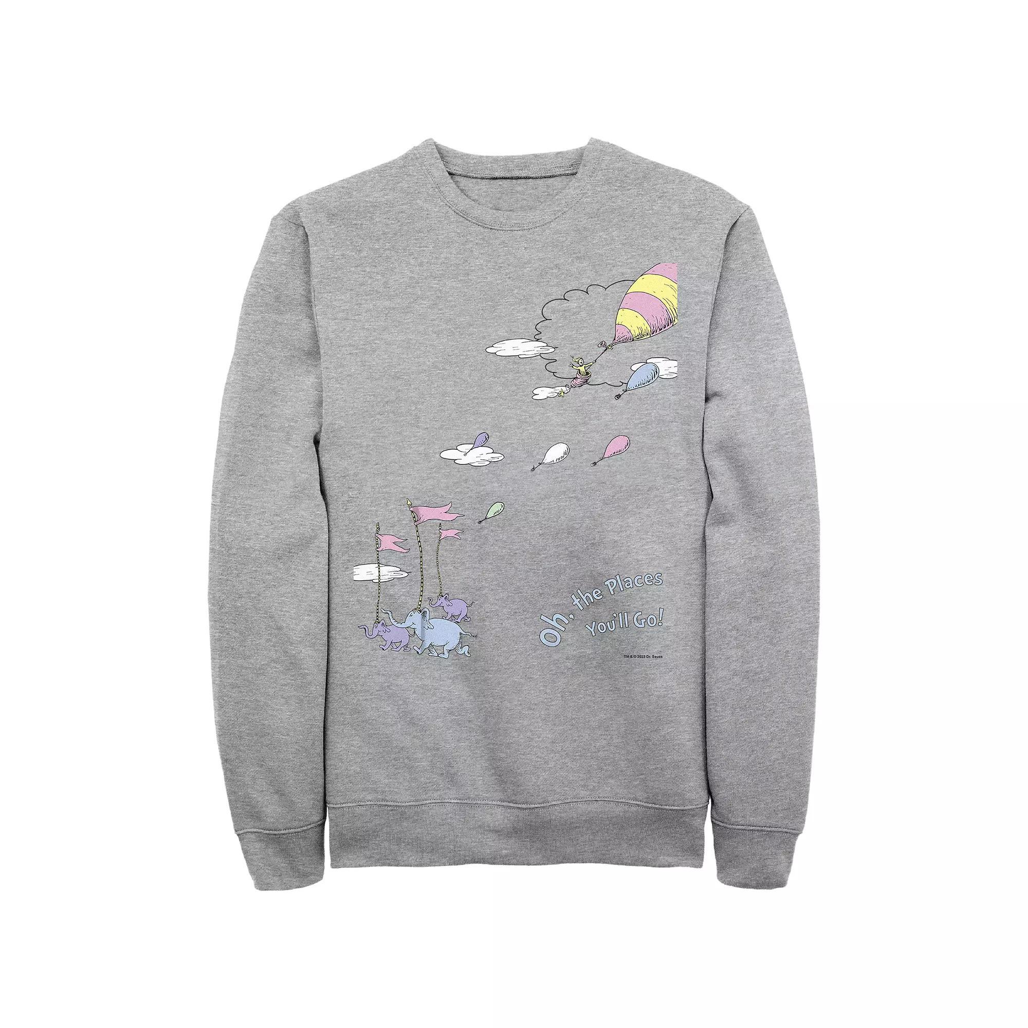Men's Dr. Seuss Oh The Places You'll Go Graphic Fleece, Size: Small, Athletic Grey Product Image