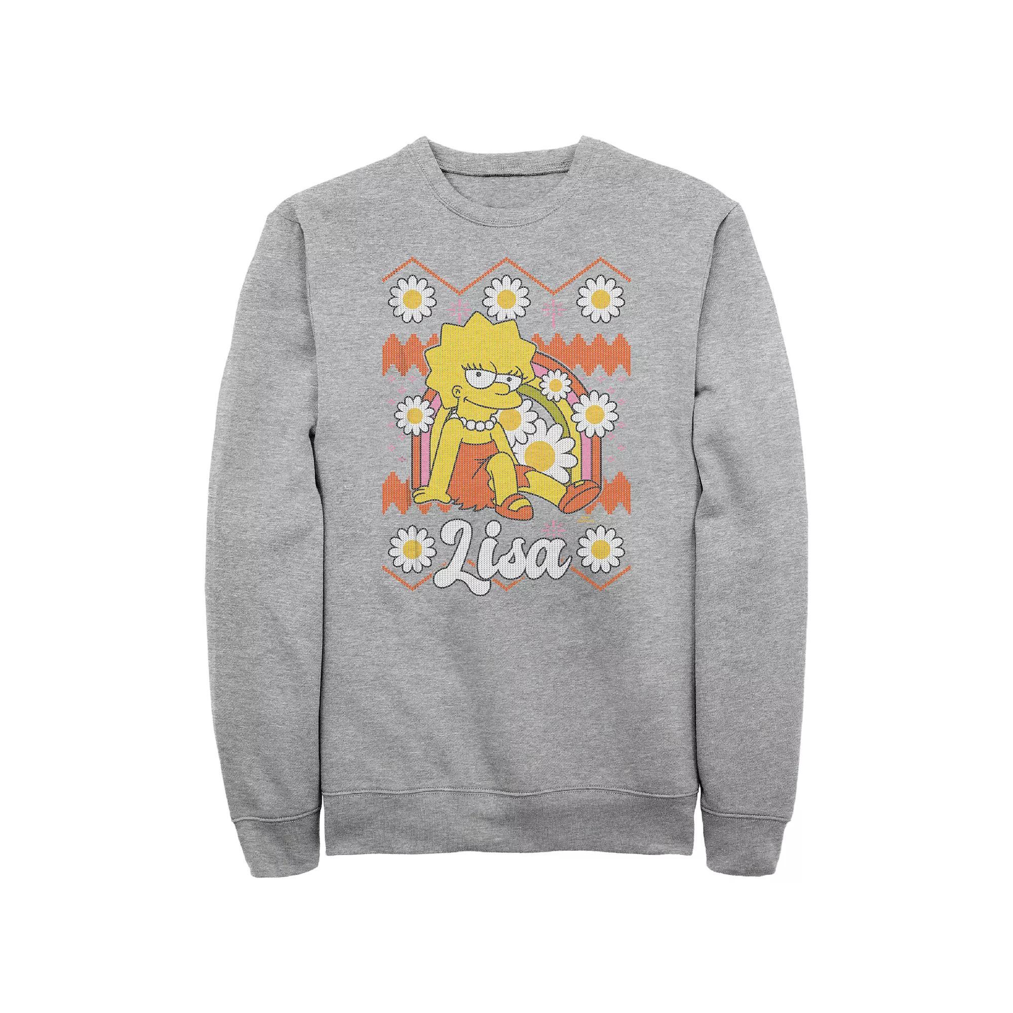 Big & Tall The Simpsons Lisa Christmas Sweater Graphic Fleece, Men's, Size: XXL Tall, Athletic Grey Product Image