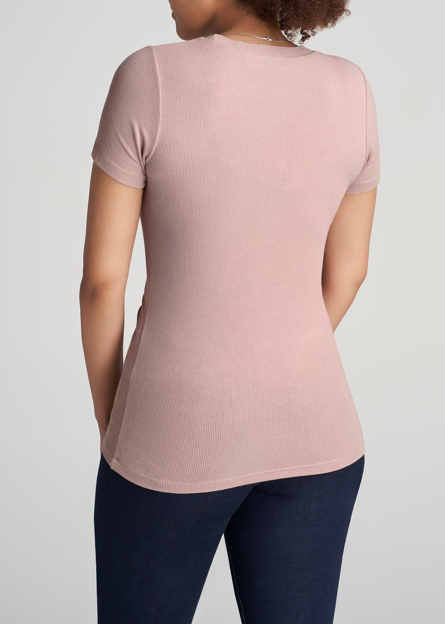 FITTED Ribbed Tee in Ballerina Pink - Women's Tall T-Shirts  Product Image