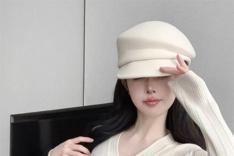 Long-Sleeve V-Neck Plain Button Accent Perforated Crop Knit Top Product Image